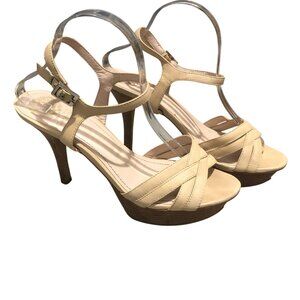 Vince Camuto Paden Platform Sandals Strappy Open Toe Leather Beige 10